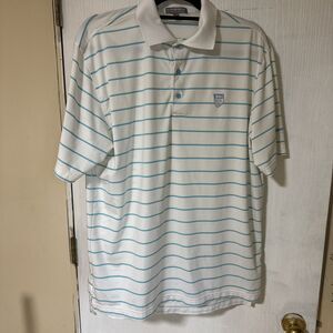 Men's Medium Peter Millar Summer Comfort Pastel Striped Golf Polo Shirt